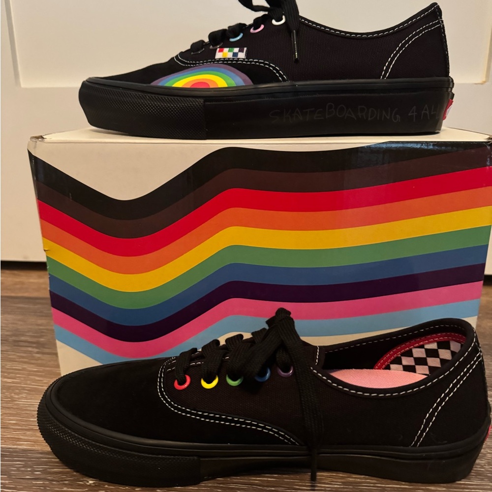 Black Rainbow Vans SK8 Shoes - Picture 2 of 5